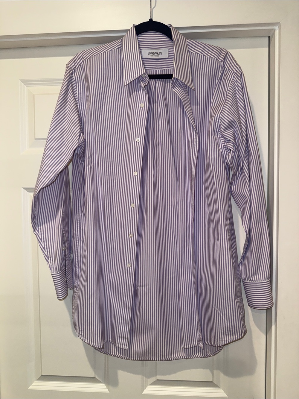 SPRWMN Women's Purple Stripe Button-Down Shirt